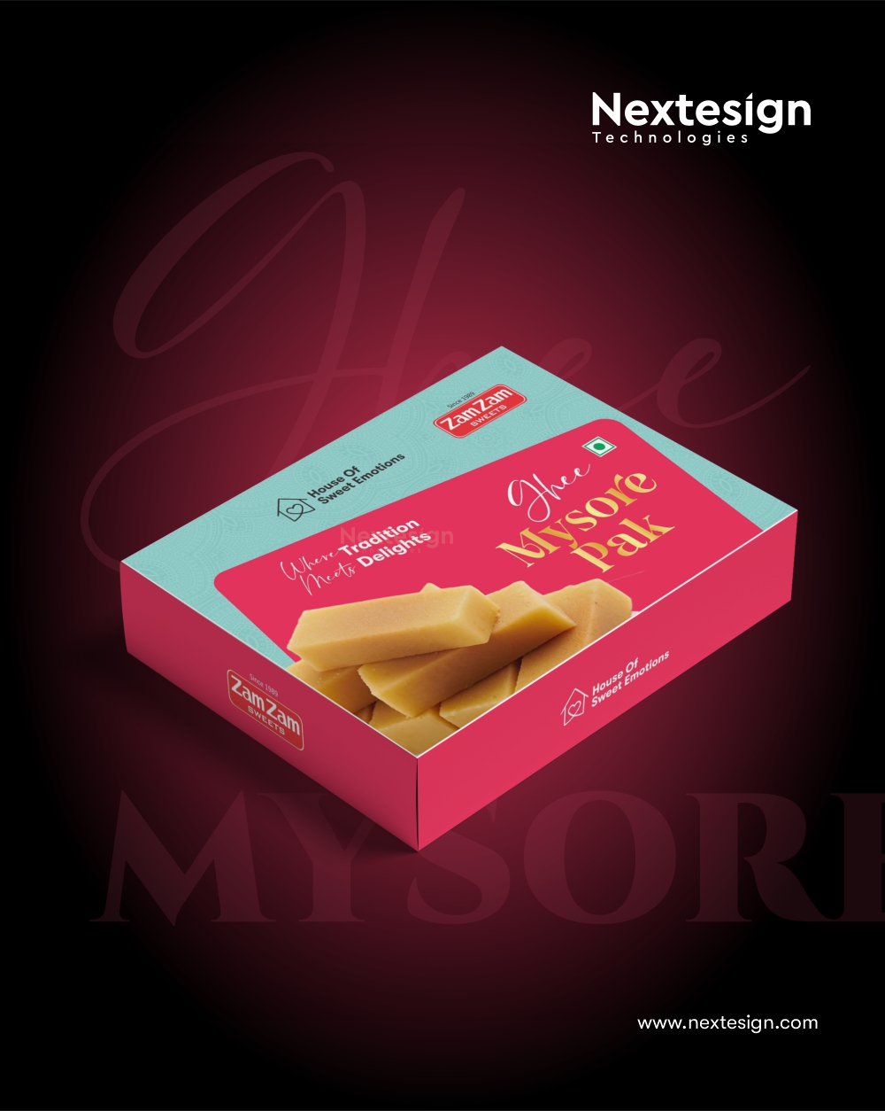 Zamzam Sweets Mysore Pak Box Design