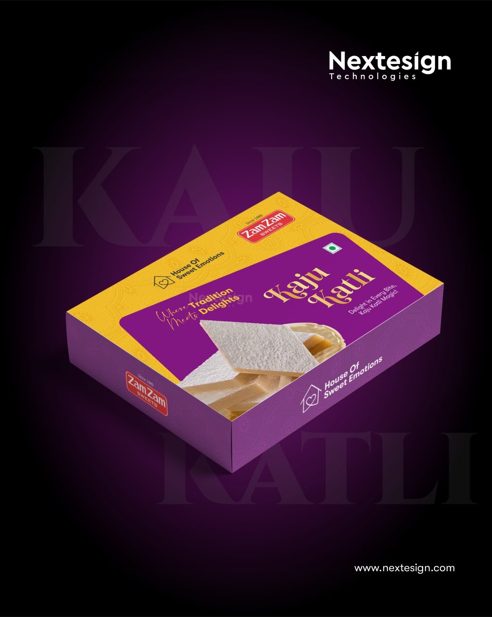 Zamzam Kaju Katli Sweet Box Design